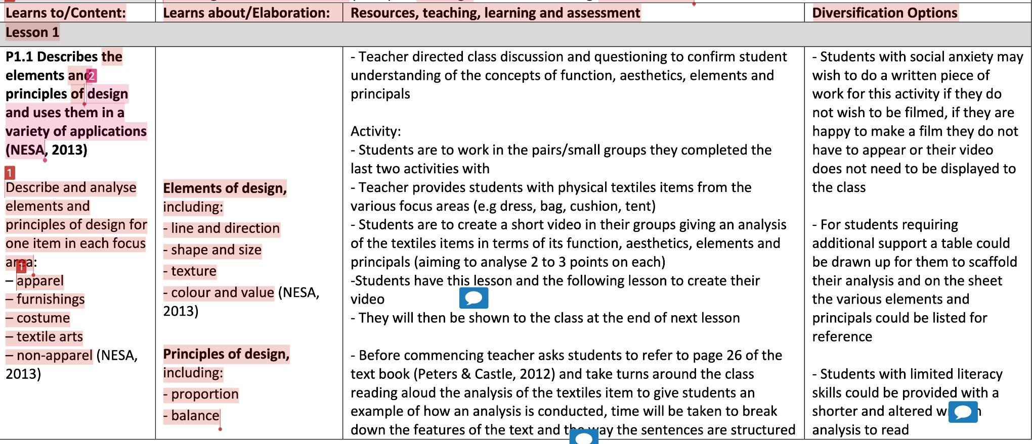 EXAMPLE OF GREAT TIMELINE AND DESCRIPTIONS OF TEACHING AND LEARNING